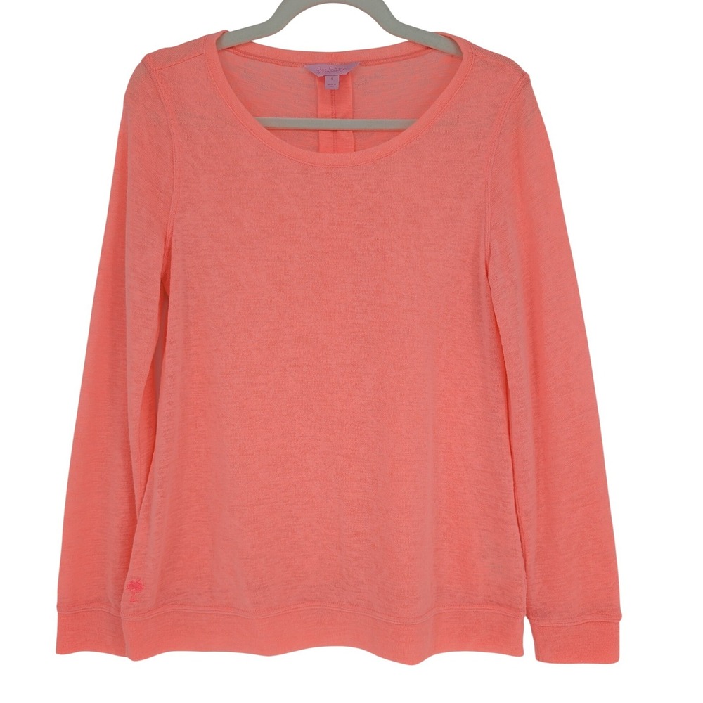 Lilly‎ Pulitzer Slub Knit Pullover Top Women S Coral Pink Coastal Resort Preppy